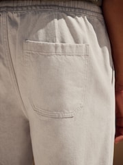 Ecru White Relaxed Fit Cotton Linen Twill Elasticated Waist Trousers - Image 5 of 8