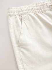 Ecru White Relaxed Fit Cotton Linen Twill Elasticated Waist Trousers - Image 8 of 8