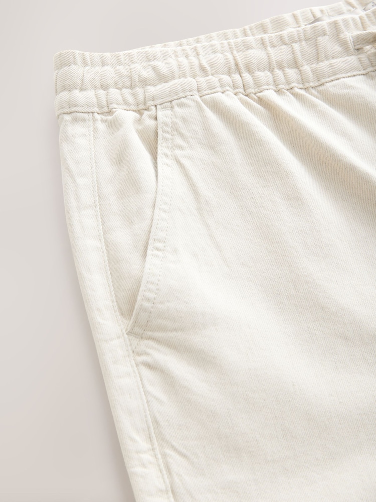 Ecru White Relaxed Fit Cotton Linen Twill Elasticated Waist Trousers - Image 8 of 8