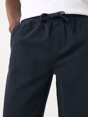 Azul marino - Cotton Linen Twill Elasticated Waist Trousers - Imagen 5 de 10