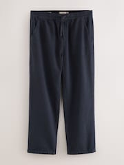 Azul marino - Cotton Linen Twill Elasticated Waist Trousers - Imagen 7 de 10