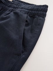 Azul marino - Cotton Linen Twill Elasticated Waist Trousers - Imagen 9 de 10