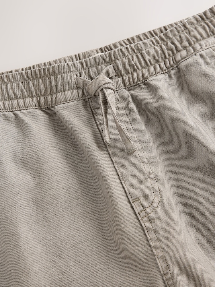 Mushroom Brown Relaxed Fit Cotton Linen Twill Elasticated Waist Trousers - Image 11 of 13