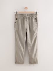 Mushroom Brown Relaxed Fit Cotton Linen Twill Elasticated Waist Trousers - Image 9 of 13