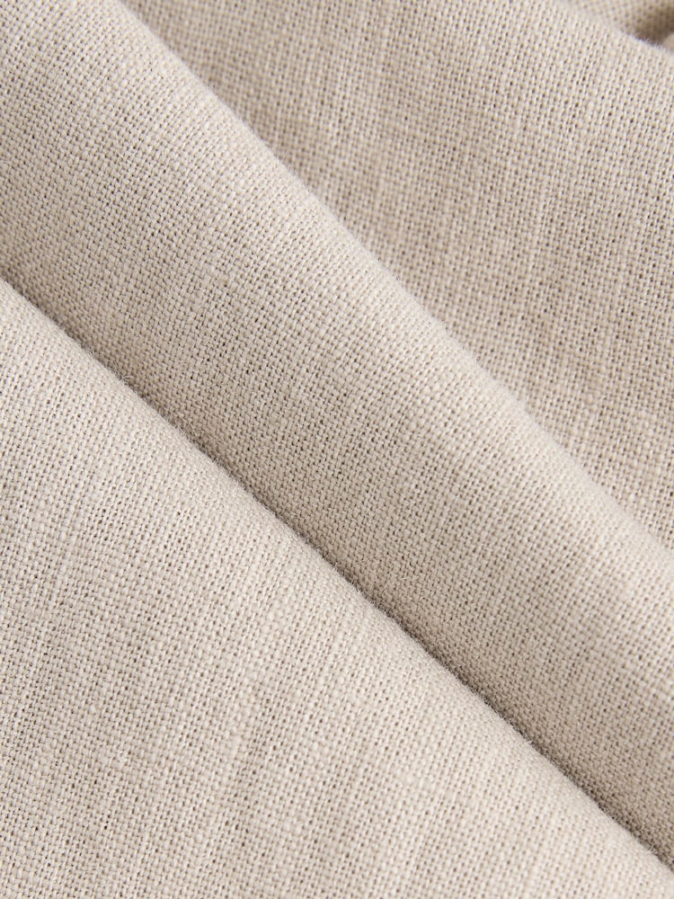 Natural Relaxed Fit Linen Cotton Elasticated Waist Drawstring Trousers - Image 7 of 10