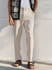 Ecru Signature Italian Easy Iron Linen Blend Trousers - Image 1 of 10