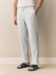 Gris - Pantalones italianos de mezcla de lino fáciles de planchar Signature - Imagen 1 de 10