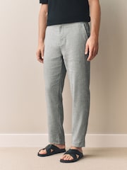 Gris claro - Pantalones italianos de mezcla de lino fáciles de planchar Signature - Imagen 1 de 10