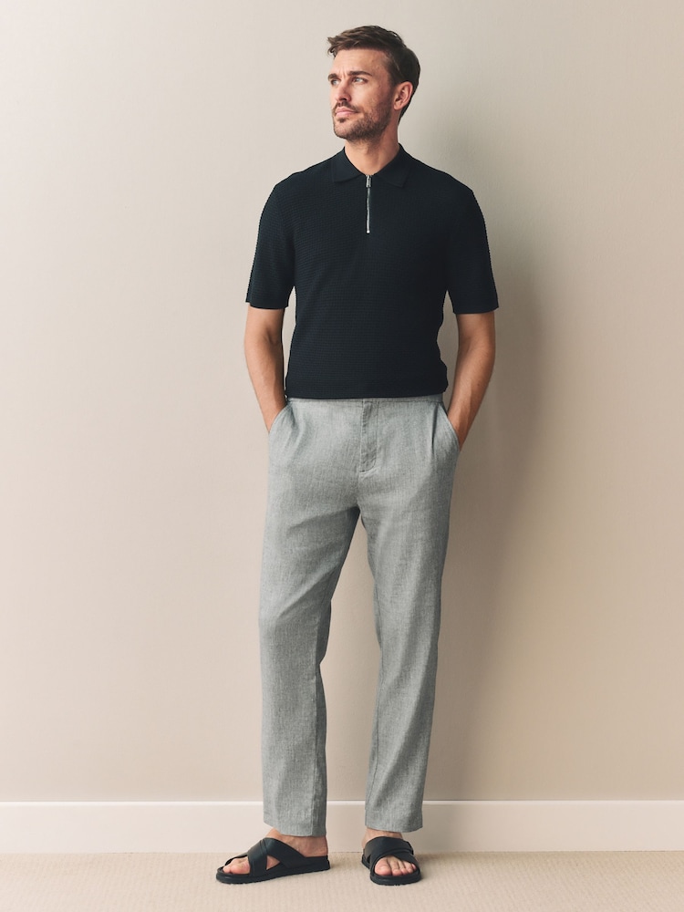 Light Grey Signature Italian Easy Iron Linen Blend Trousers - Image 2 of 10 Light Grey Signature Italian Easy Iron Linen Blend Trousers - Image 2 of 10