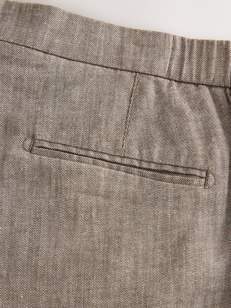 Brown Signature Italian Easy Iron Linen Blend Trousers - Image 10 of 10