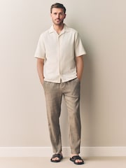 Brown Signature Italian Easy Iron Linen Blend Trousers - Image 2 of 10