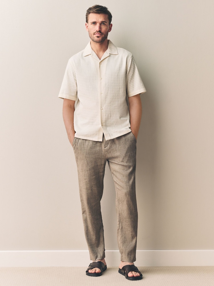 Brown Signature Italian Easy Iron Linen Blend Trousers - Image 2 of 10