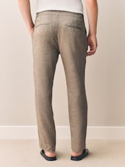 Brown Signature Italian Easy Iron Linen Blend Trousers - Image 3 of 10