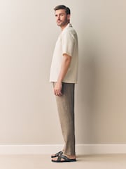 Brown Signature Italian Easy Iron Linen Blend Trousers - Image 4 of 10