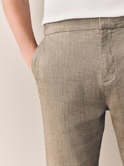 Brown Signature Italian Easy Iron Linen Blend Trousers - Image 5 of 10