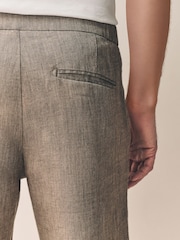 Brown Signature Italian Easy Iron Linen Blend Trousers - Image 6 of 10