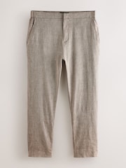 Brown Signature Italian Easy Iron Linen Blend Trousers - Image 7 of 10