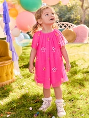 Bright Pink Sequin Mesh Dress (3mths-8yrs) - Image 1 of 8