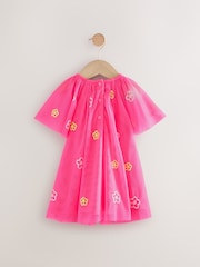 Bright Pink Sequin Mesh Dress (3mths-8yrs) - Image 5 of 8