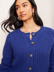 Friends Like These Blue Crew Neck Cable Cardigan - Image 2 of 4