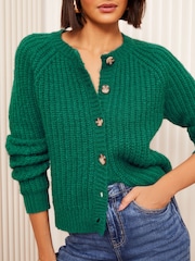 Friends Like These Green Crew Neck Cable Cardigan - Image 1 of 5