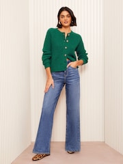 Friends Like These Green Crew Neck Cable Cardigan - Image 3 of 5