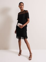 Phase Eight Black Viola Fringe Mini Black Dress - Image 3 of 6
