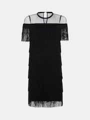 Phase Eight Black Viola Fringe Mini Black Dress - Image 6 of 6
