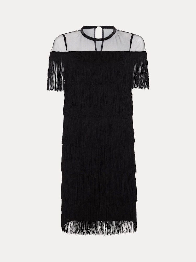 Phase Eight Black Viola Fringe Mini Black Dress - Image 6 of 6