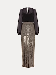Phase Eight Black Aniya Sequin Long Sleeved Maxi Dress - Image 6 of 6