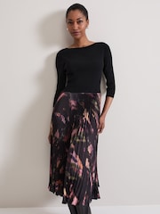 Phase Eight Black Rhea Woven Hem Abstract Dress - Image 3 of 6