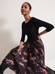 Phase Eight Black Rhea Woven Hem Abstract Dress - Image 4 of 6