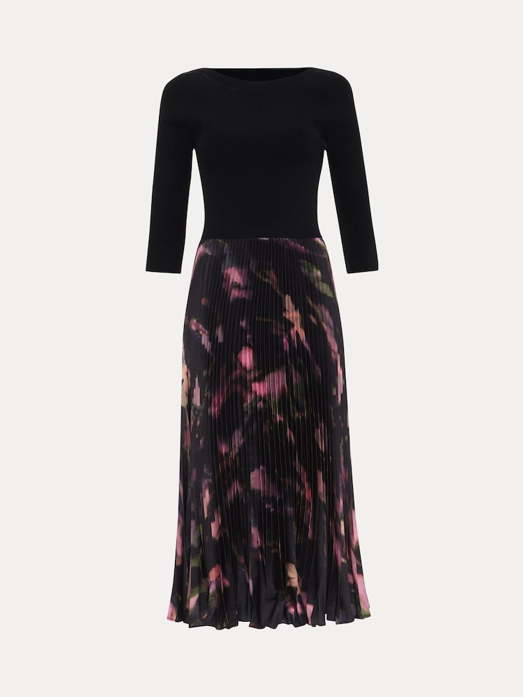 Phase Eight Black Rhea Woven Hem Abstract Dress - Image 6 of 6