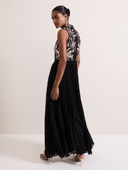 Phase Eight Black Emalise Sequin Pleat Maxi Dress - Image 2 of 7