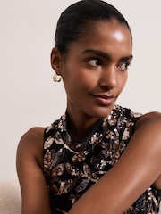 Phase Eight Black Emalise Sequin Pleat Maxi Dress - Image 4 of 7
