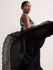 Phase Eight Black Emalise Sequin Pleat Maxi Dress - Image 5 of 7