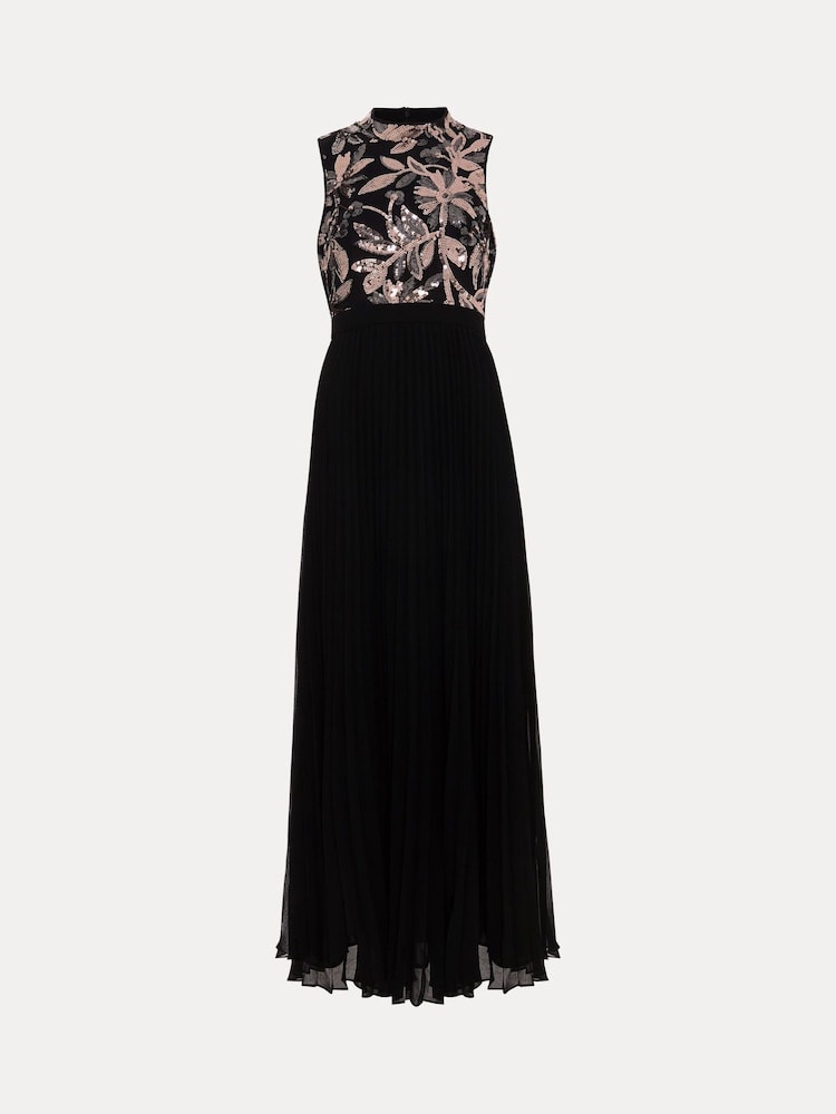 Phase Eight Black Emalise Sequin Pleat Maxi Dress - Image 7 of 7