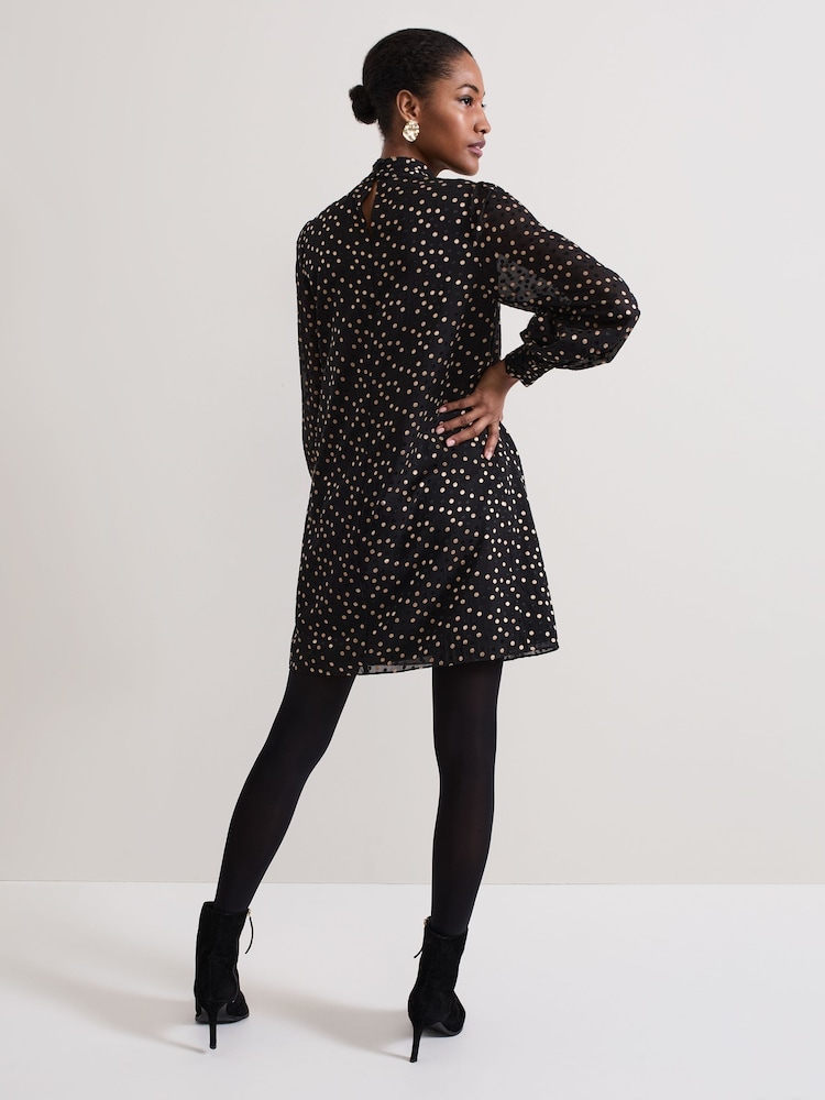Phase Eight Black Mabel Black Dotty Swing Dress - Image 2 of 7