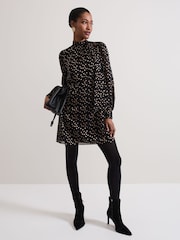 Phase Eight Black Mabel Black Dotty Swing Dress - Image 3 of 7