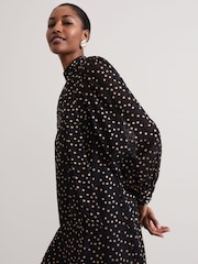 Phase Eight Black Mabel Black Dotty Swing Dress - Image 4 of 7