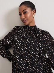 Phase Eight Black Mabel Black Dotty Swing Dress - Image 5 of 7