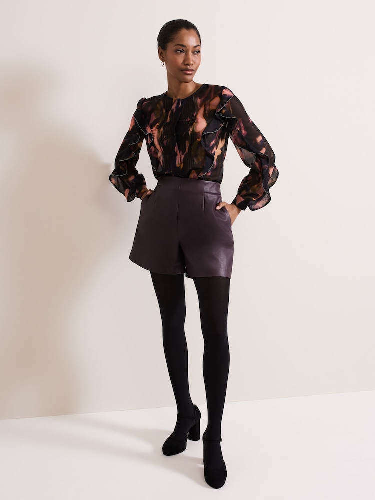 Phase Eight Red Aubrina PU Shorts - Image 7 of 7