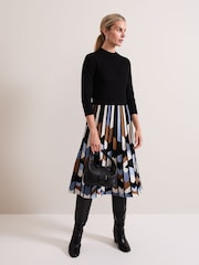 Phase Eight Black Maci Pleated Sunray Midi Dress - Image 1 of 7