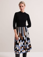 Phase Eight Black Maci Pleated Sunray Midi Dress - Image 3 of 7