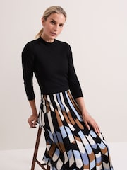 Phase Eight Black Maci Pleated Sunray Midi Dress - Image 6 of 7