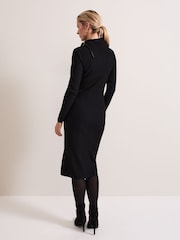 Phase Eight Black Hartley Zip Ribbed Column Dress - Image 2 of 7