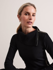 Phase Eight Black Hartley Zip Ribbed Column Dress - Image 4 of 7