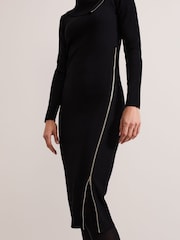 Phase Eight Black Hartley Zip Ribbed Column Dress - Image 5 of 7