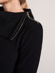 Phase Eight Black Hartley Zip Ribbed Column Dress - Image 6 of 7