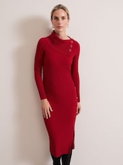 Phase Eight Red Willow Popper Column Midi Dress - Image 3 of 6